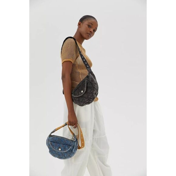 Urban Outfitters Quilted Denim Sling Bag - Picture 1 of 10